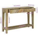 vidaXL Table console avec tiroir Gris naturel 110 x 30 x 80 cm