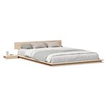 vidaXL Cadre de lit avec tables de nuit 140x200cm Bois massif