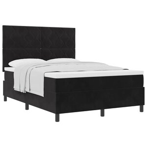 vidaXL Lit à ressorts avec matelas Noir 140 x 190 cm tissu