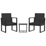 vidaXL Salon de jardin 3 Pièces avec coussins Noir Résine tressée