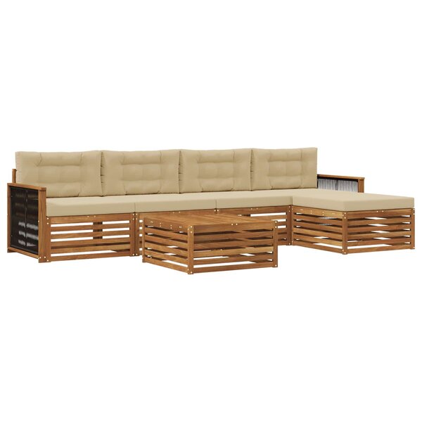 vidaXL Ensemble de canapés d'extérieur 6 pc Naturel et Beige