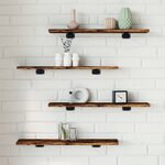 vidaXL Étagères murales 4 Pièces chêne fumé 60x10x1 5cm bois d'ingénierie