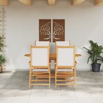 vidaXL Ensemble repas de jardin 5 pièces blanc crème en bois d'acacia
