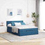 vidaXL Cadre de lit ottoman avec matelas bleu foncé 140x200 cm velours