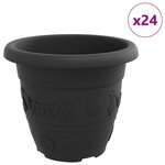 vidaXL Pot à fleurs rond 24 Pièces Noir Ø 26 x 21 5 cm Plastique