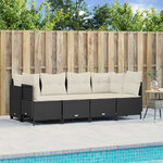 vidaXL Salon de jardin 5 Pièces avec coussins noir résine tressée