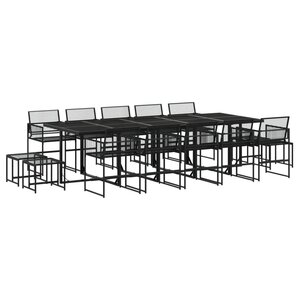 vidaXL Ensemble à manger de jardin 15 Pièces noir résine tressée