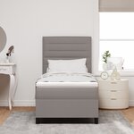 vidaXL Lit à Sommier avec Matelas & Lumière LED Taupe 90x190 cm Tissu