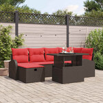 vidaXL Ensemble de canapé de jardin 7 Pièces Marron Poly rotin