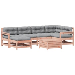 vidaXL Salon de jardin 7 Pièces avec coussins bois massif douglas