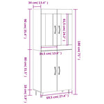 vidaXL Buffet haut Sonoma gris 69 5x34x180 cm Bois d'ingénierie