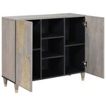vidaXL Buffet Gris et or 90 x 33.5 x 75 cm Bois de manguier massif