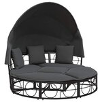 vidaXL Lit de repos d'extérieur avec auvent et coussins résine tressée