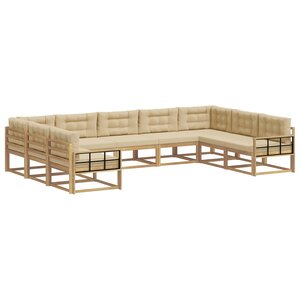 vidaXL Ensemble de canapés d'extérieur 9 Pièces Blanc et Beige