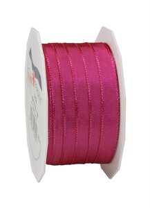 Ruban de soie acetat laitonné lyon 25-m-rouleau 10 mm magenta