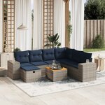 vidaXL Salon de jardin 8 Pièces avec coussins gris résine tressée