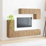 vidaXL Ensemble meuble TV Montage mural 5 Pièces Noir Bois d'ingénierie