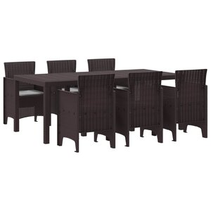 vidaXL Ensemble de salle à manger pour jardin 7 Pièces Marron