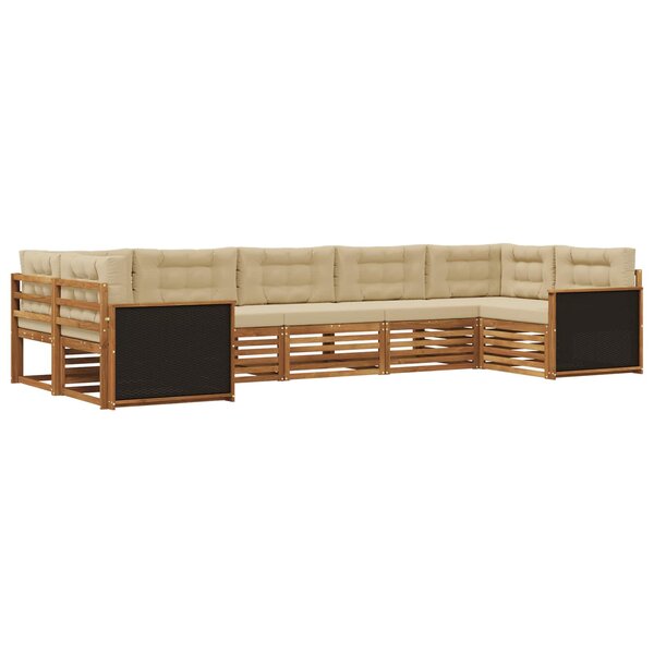 vidaXL Ensemble de canapés d'extérieur 7 pc Naturel et Beige