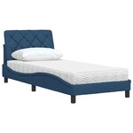 vidaXL Lit avec matelas bleu 90x200 cm tissu