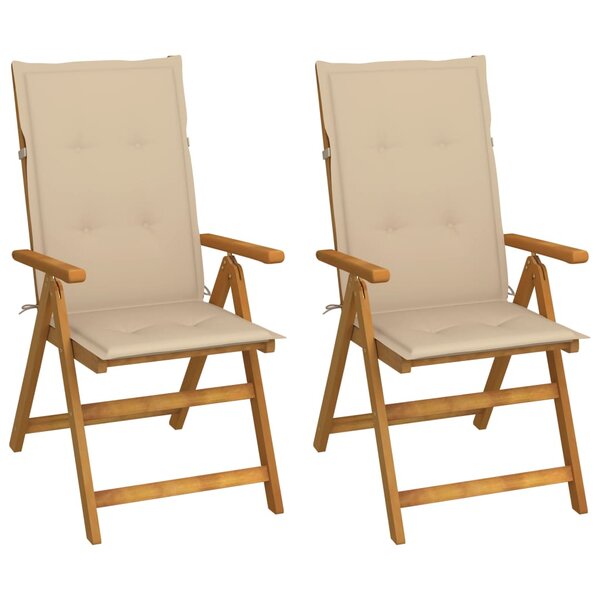 vidaXL Chaises inclinables de jardin lot de 2 et coussins Bois acacia