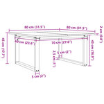vidaXL Table basse cadre en O 80x80x45 cm bois de pin massif et acier