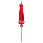 vidaXL Parasol Autre Rouge x 250 cm Coton et bois massif