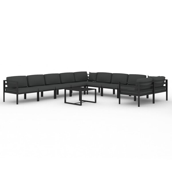 vidaXL Salon de jardin 11 Pièces avec coussins Aluminium Anthracite