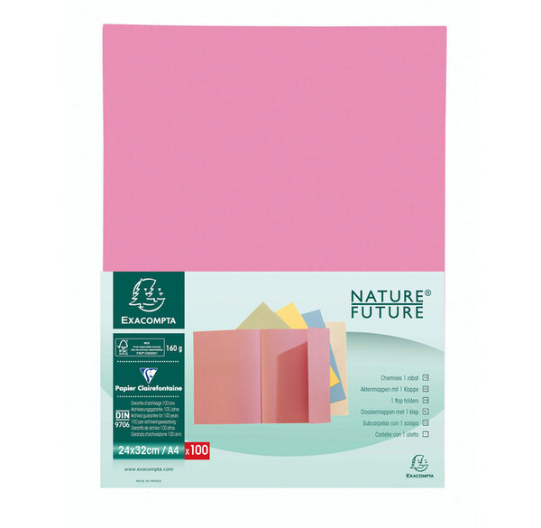 Lot de 100 Chemises Super 160g 1 Rabat Assorti EXACOMPTA