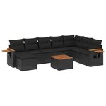 vidaXL Salon de jardin 9 Pièces avec coussins noir résine tressée