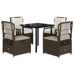 vidaXL Ensemble à manger de jardin 5 Pièces et coussins marron poly rotin