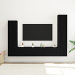vidaXL Ensemble de meubles TV mural 4 pièces en chêne noir et bois d'ingénierie.