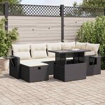 vidaXL Salon de jardin 7 Pièces avec coussins noir résine tressée