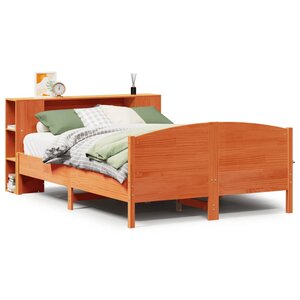 vidaXL Lit bibliothèque sans matelas cire marron 160x200 cm pin massif