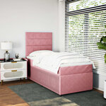 vidaXL Sommier à lattes de lit avec matelas Rose 100x200 cm Velours