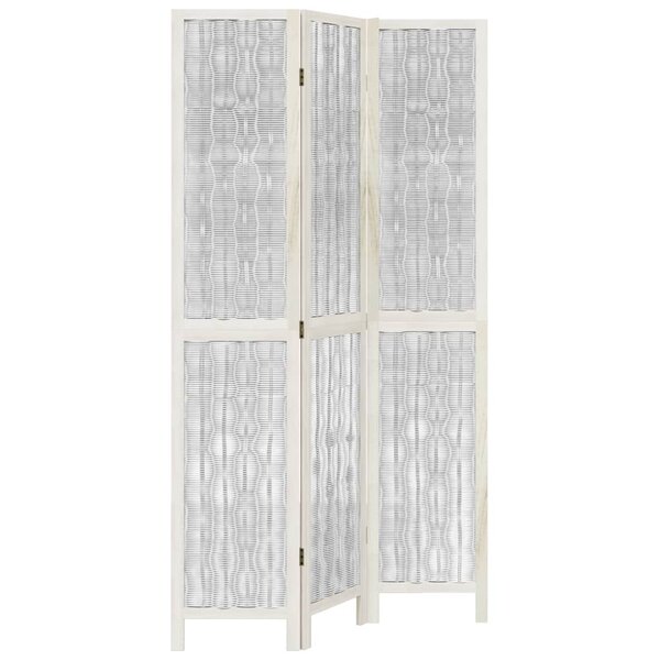 vidaXL Cloison de séparation 3 panneaux blanc bois de paulownia massif