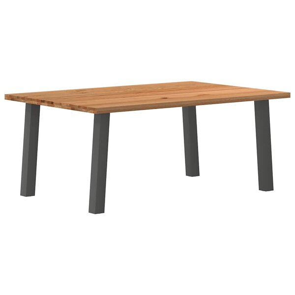 vidaXL Table à manger marron clair bois de chêne massif rectangulaire