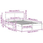 vidaXL Cadre de lit avec tête de lit Brun cire 135 x 190 cm