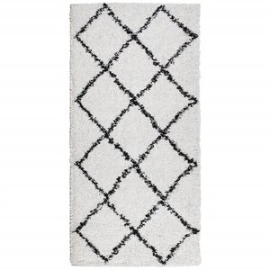 vidaXL Tapis shaggy à poils longs moderne crème et noir 100x200 cm
