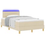 vidaXL Lit à ressort LED avec matelas Crème 120 x 190 cm tissu