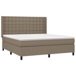 vidaXL Sommier à lattes de lit matelas et LED Taupe 180x200 cm Tissu