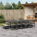 vidaXL Ensemble à manger de jardin 15 Pièces coussins noir résine tressée