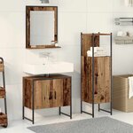 vidaXL Ensemble de mobilier de salle de bain avec porte 3 Pièces Marron