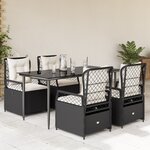 vidaXL Ensemble à manger de jardin coussins 5Pièces Noir Résine tressée