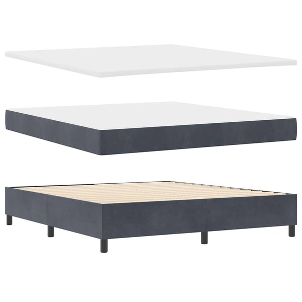 vidaXL Lit à ressorts avec matelas Gris foncé 180 x 200 cm Velours