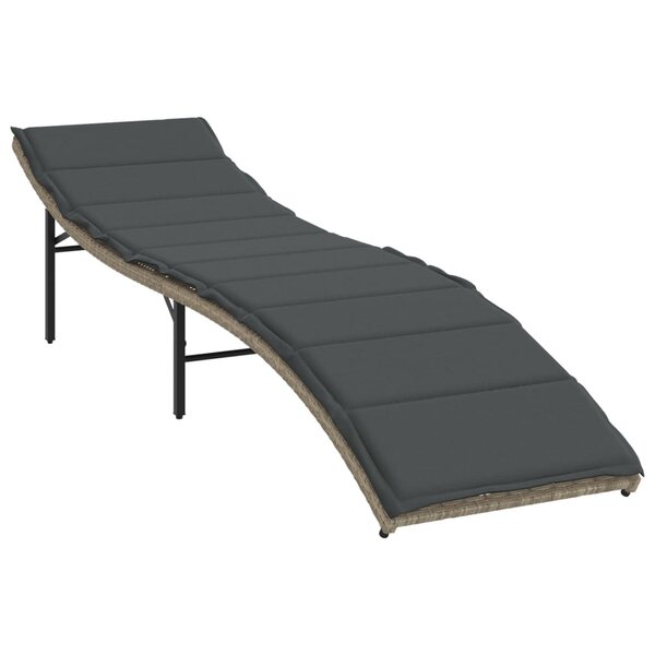 vidaXL Chaise longue et coussin gris clair 55x199x50 cm résine tressée