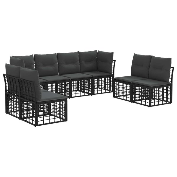 vidaXL Ensemble de canapés d'extérieur Noir Polyester