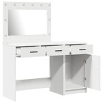 Ensemble de table de maquillage 2 pièces avec LED en bois d'ingénierie blanc