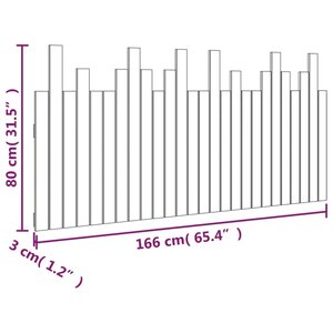 vidaXL Tête de lit murale Blanc 166x3x80 cm Bois massif de pin