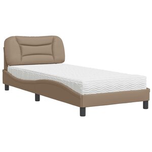 vidaXL Lit avec matelas cappuccino 90x200 cm similicuir